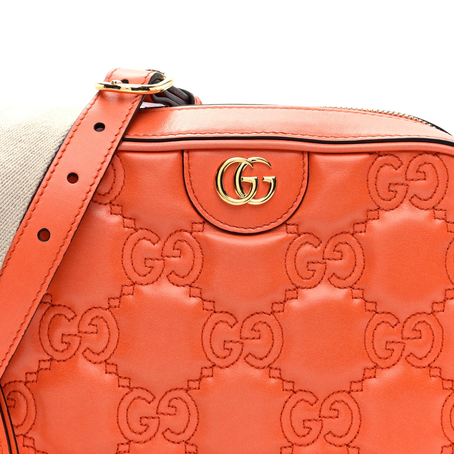 Calfskin GG Matelasse Shoulder Bag Spring Orange Natural
