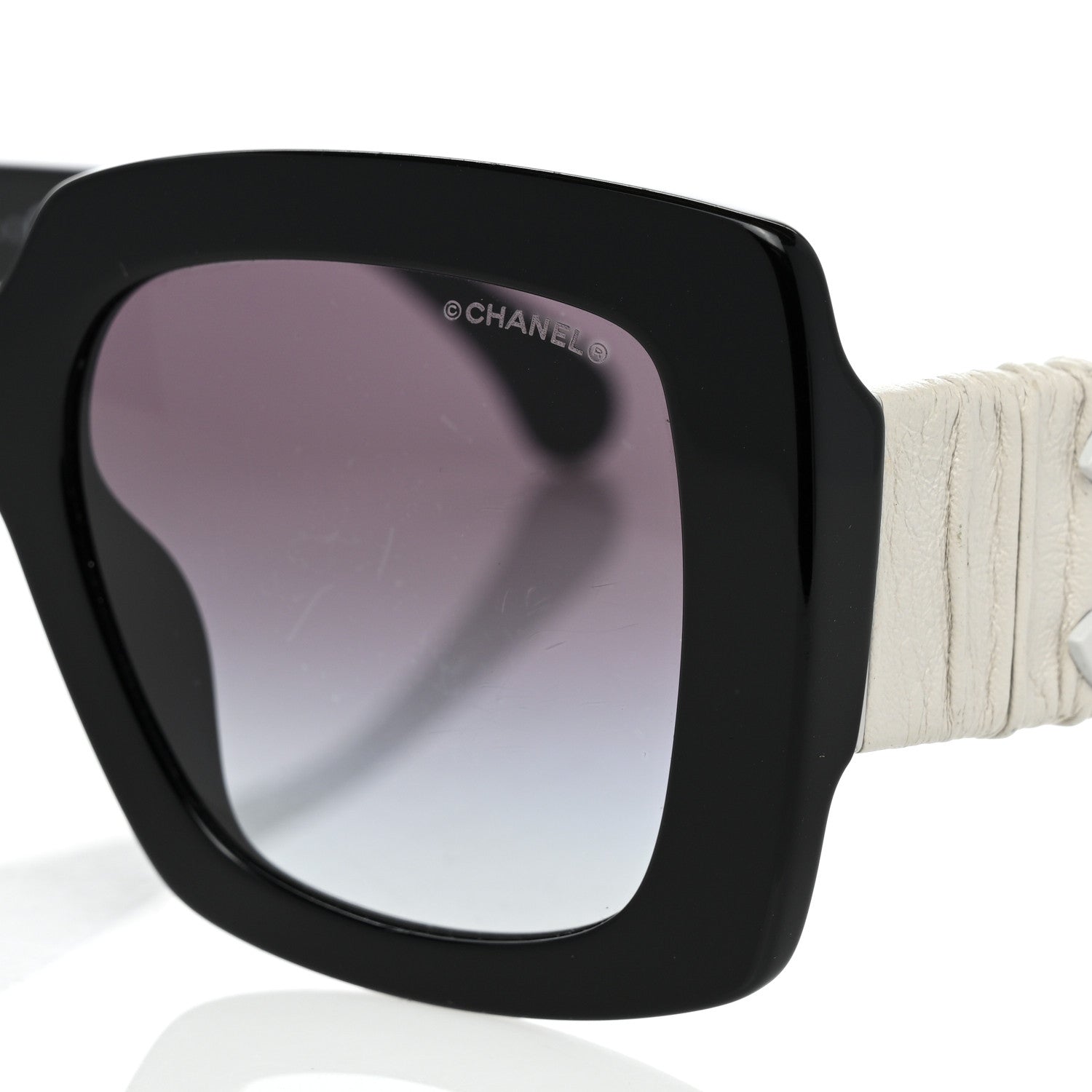 Chanel Acetate Calfskin Square Sunglasses 5474-Q-A Black White 7 of 8