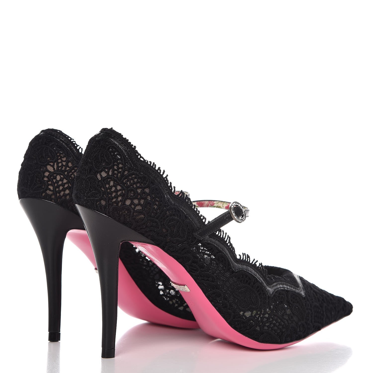 Gucci Lace Pizzo Venice Pumps 38 Black 4 of 9
