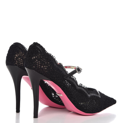 Gucci Lace Pizzo Venice Pumps 38 Black 4 of 9
