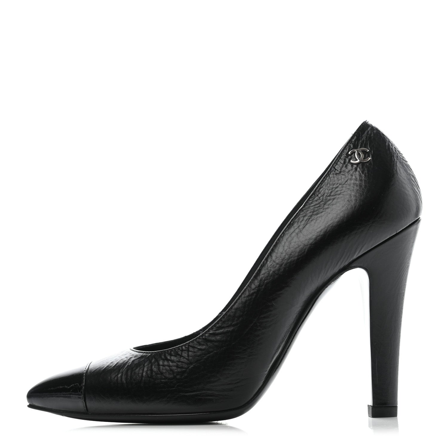 Chanel Crumpled Calfskin Cap Toe Pumps 37 Black 1 of 12