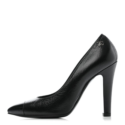 Chanel Crumpled Calfskin Cap Toe Pumps 37 Black 1 of 12