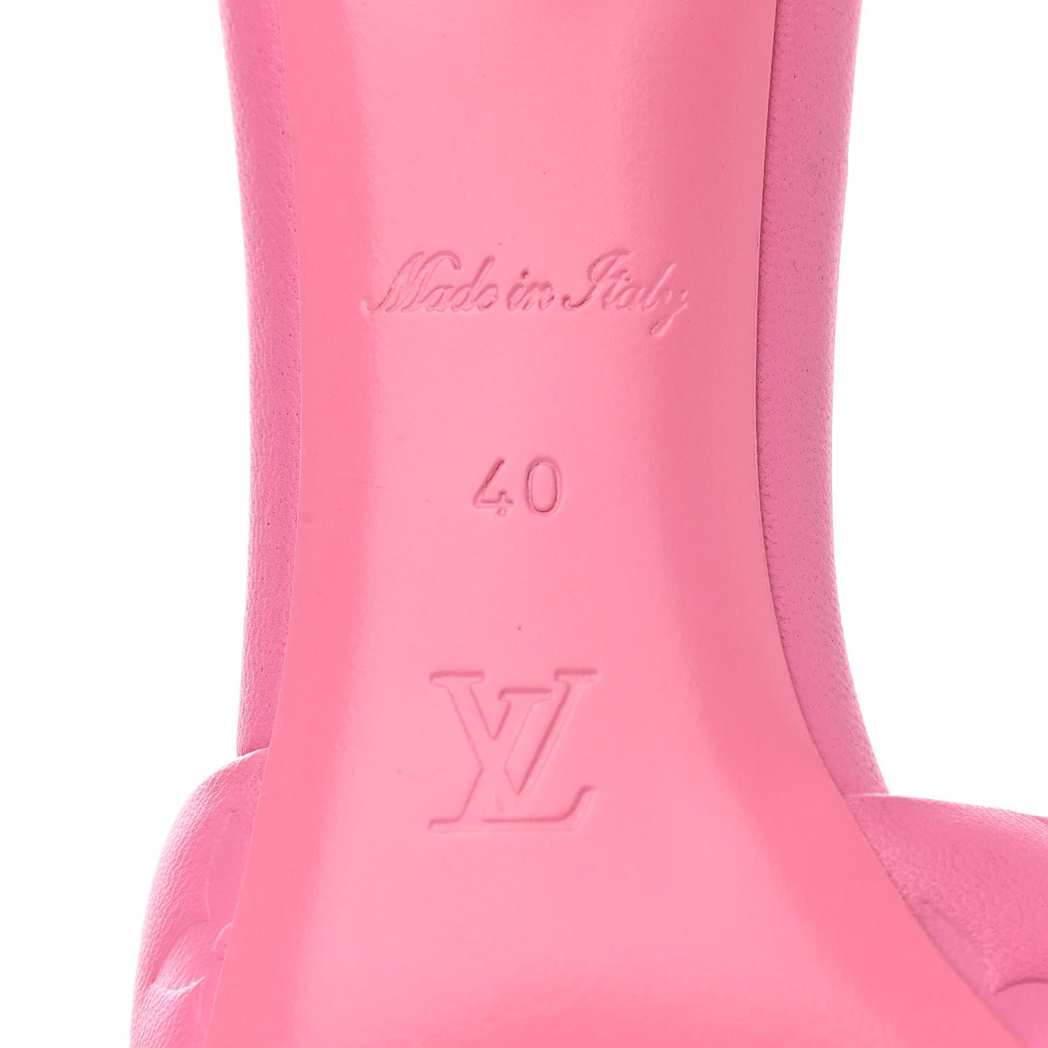 Louis Vuitton Lambskin Embossed Monogram Revival Mid Heel Mules 40 Rose Pop 7 of 11