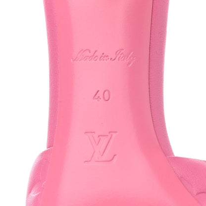 Louis Vuitton Lambskin Embossed Monogram Revival Mid Heel Mules 40 Rose Pop 7 of 11