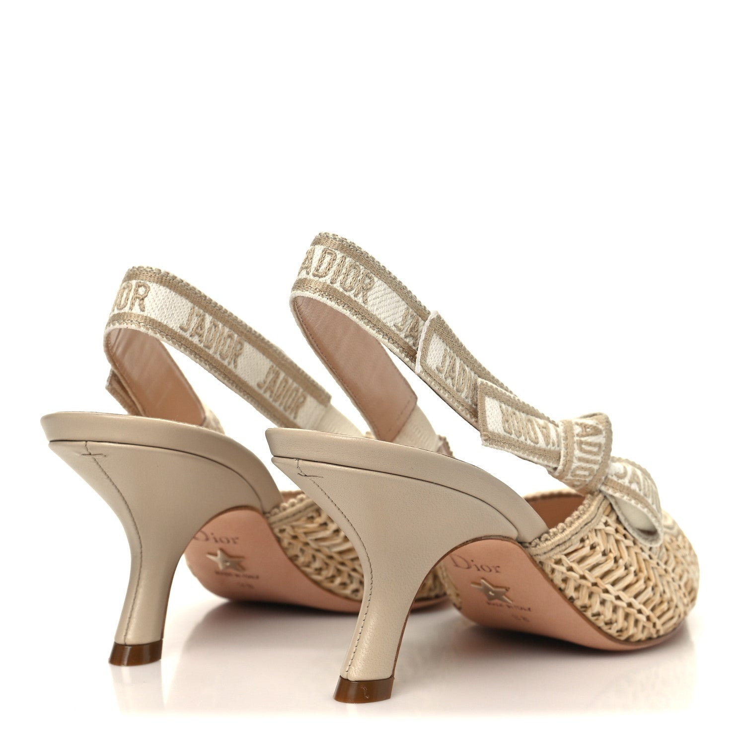 Christian Dior Raffia Embroidered J'Adior Slingback 65mm Pumps 38 Taupe 5 of 7