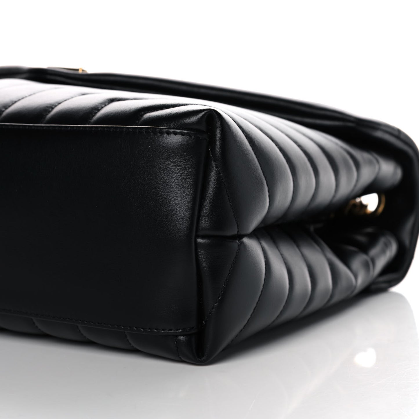 Calfskin Y Quilted Monogram Medium Loulou Chain Satchel Black