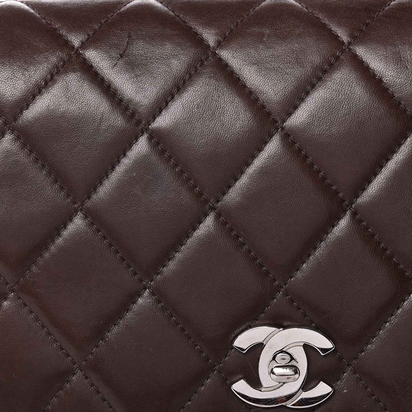 Lambskin Quilted Backpack Brown