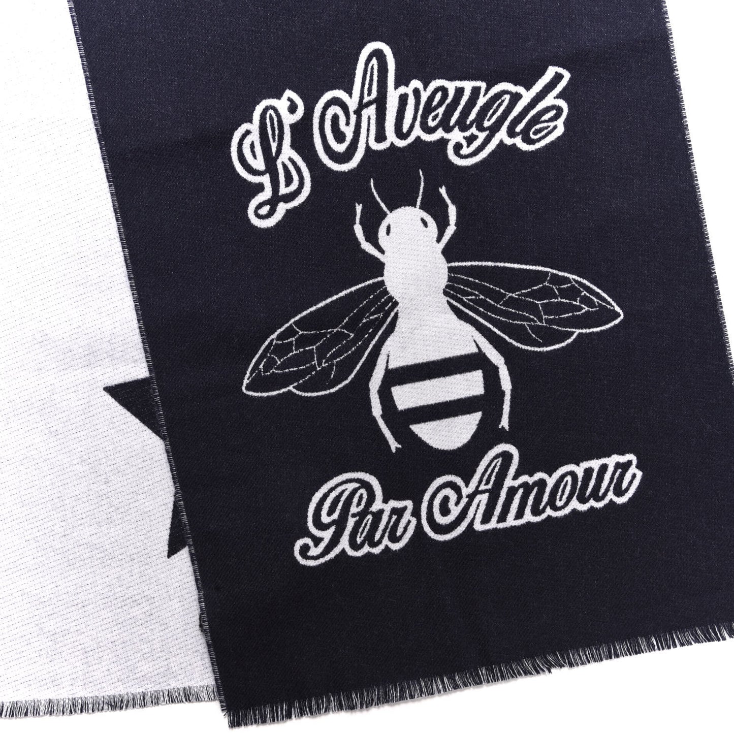 Wool L'Aveugle Par Amour Scarf Navy White