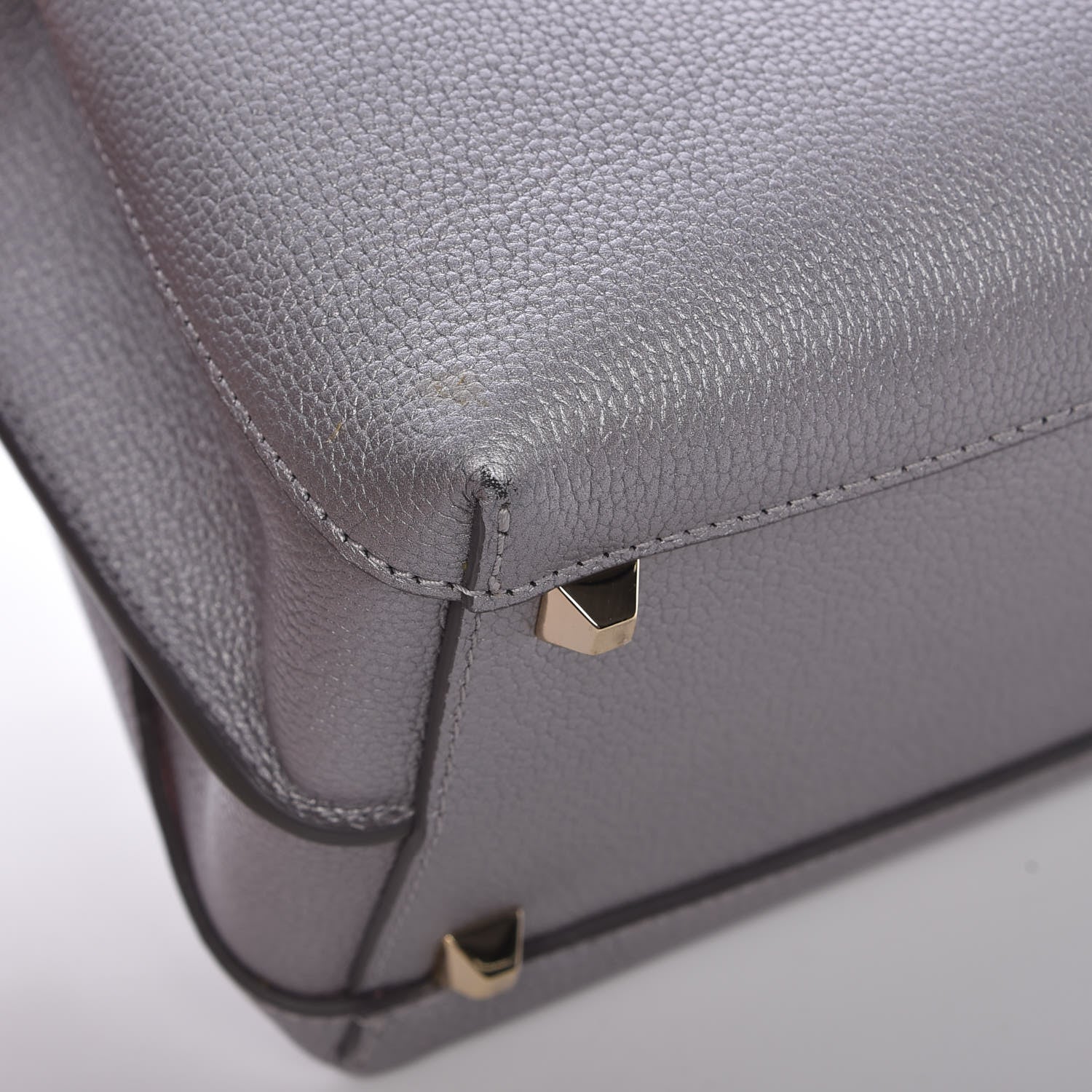 MCM Metallic Grained Calfskin Medium Milla Tote Spike Silver 10 of 14