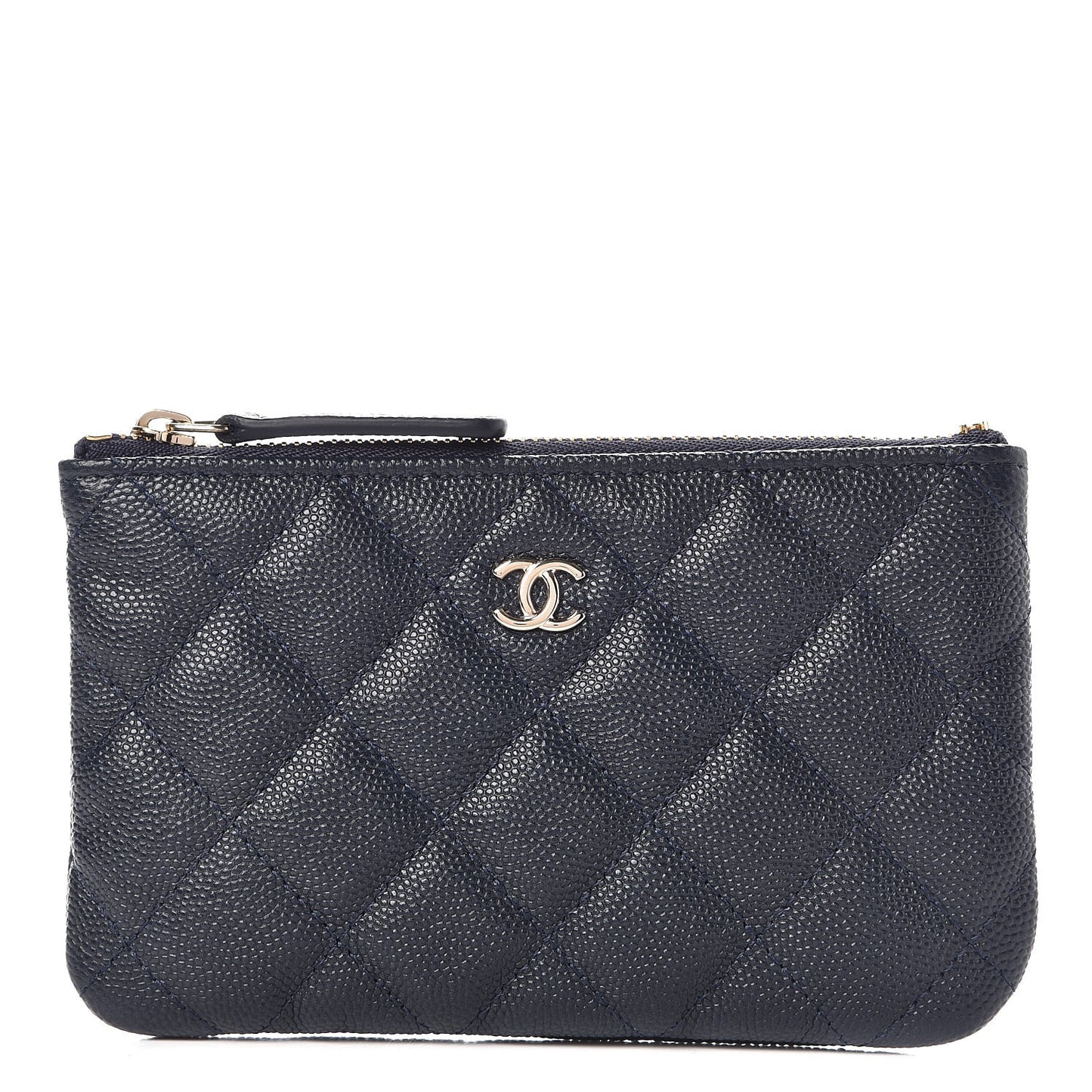 Caviar Quilted Small Cosmetic Case Navy