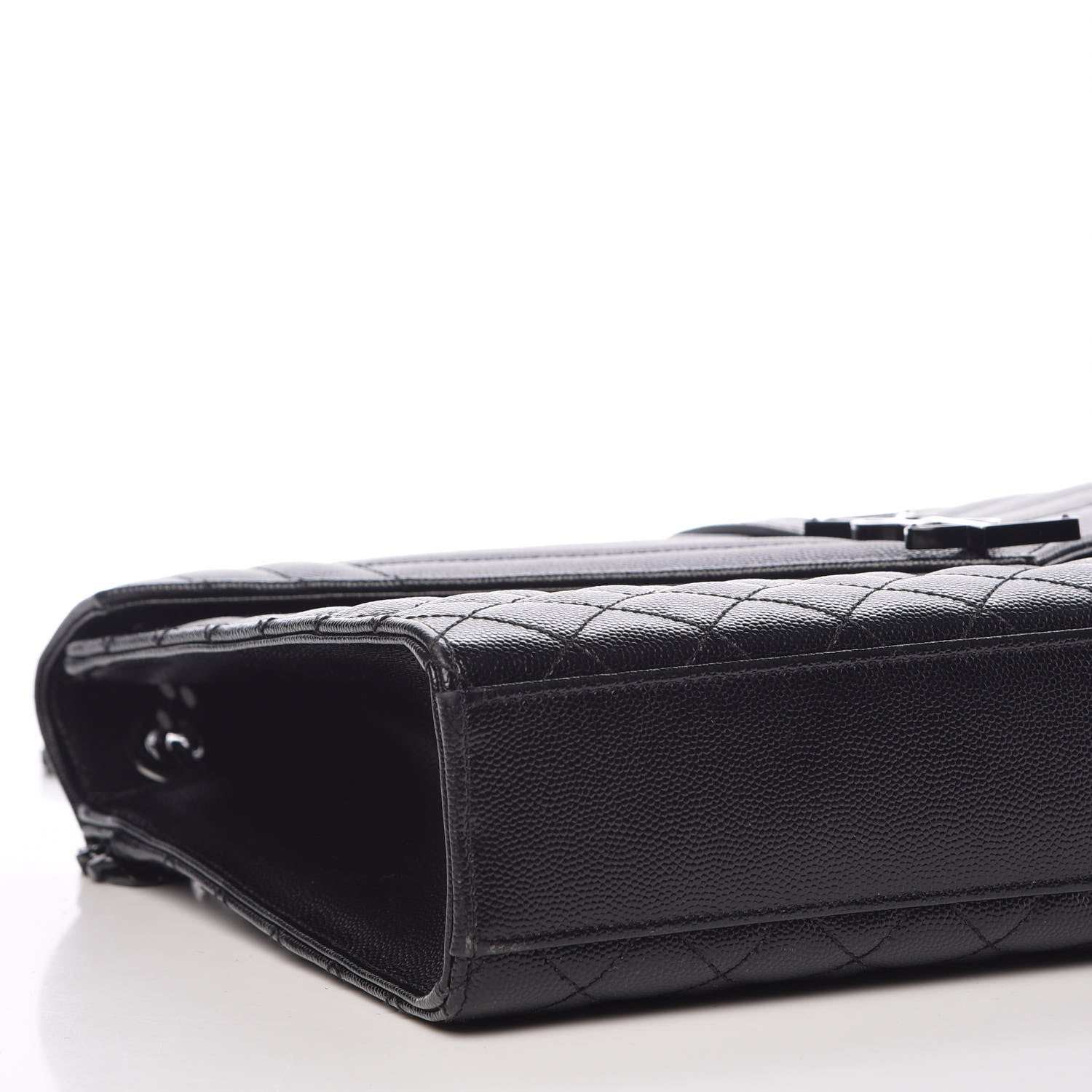 Saint Laurent Grain De Poudre Textured Mixed Matelasse Large Triquilt Monogram Monochrome Satchel Black 10 of 11