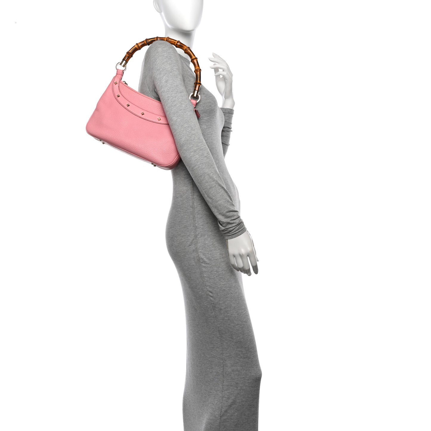 Calfskin Bamboo Anita Top Handle Bag Light Pink