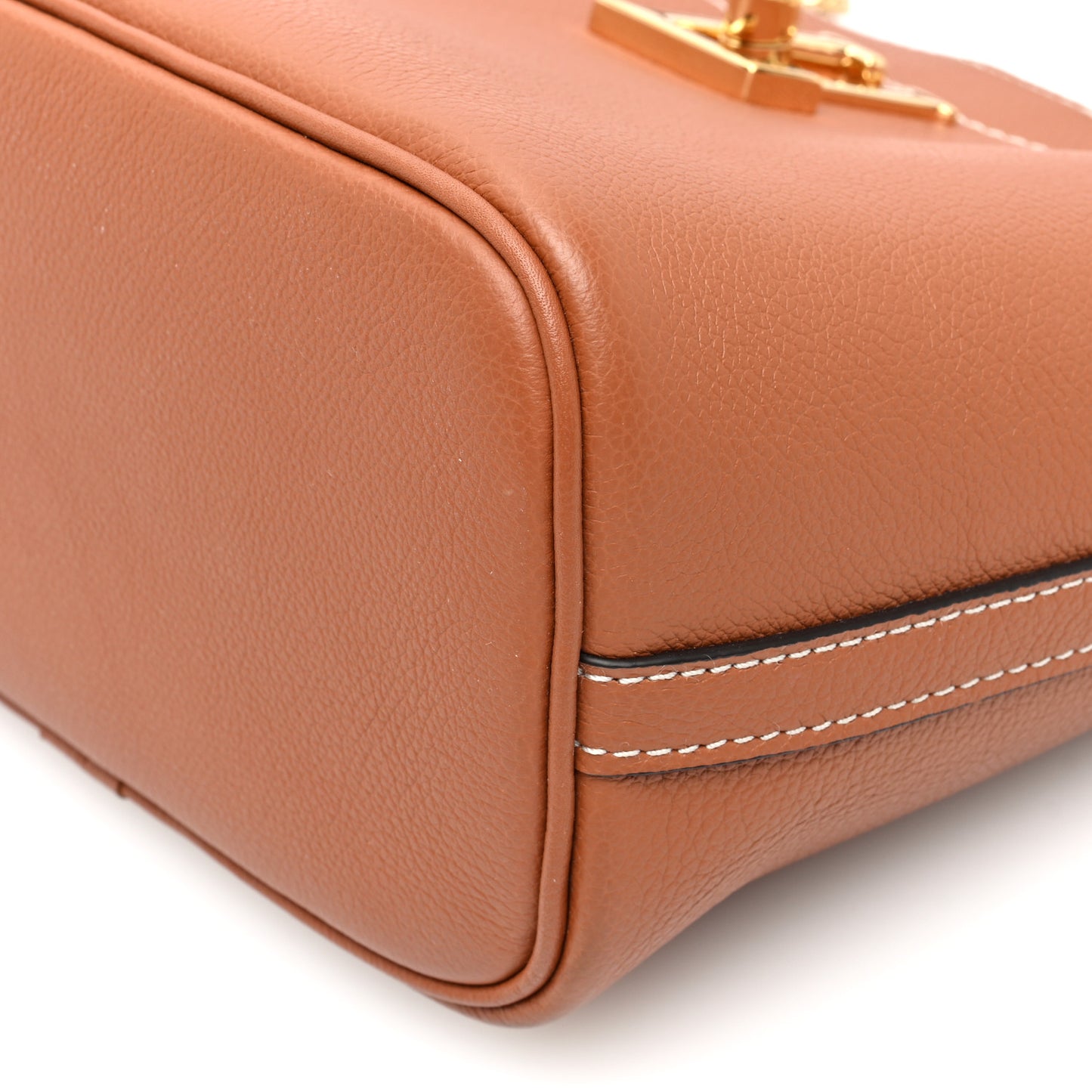 Calfskin Lock and Walk Bucket Cognac