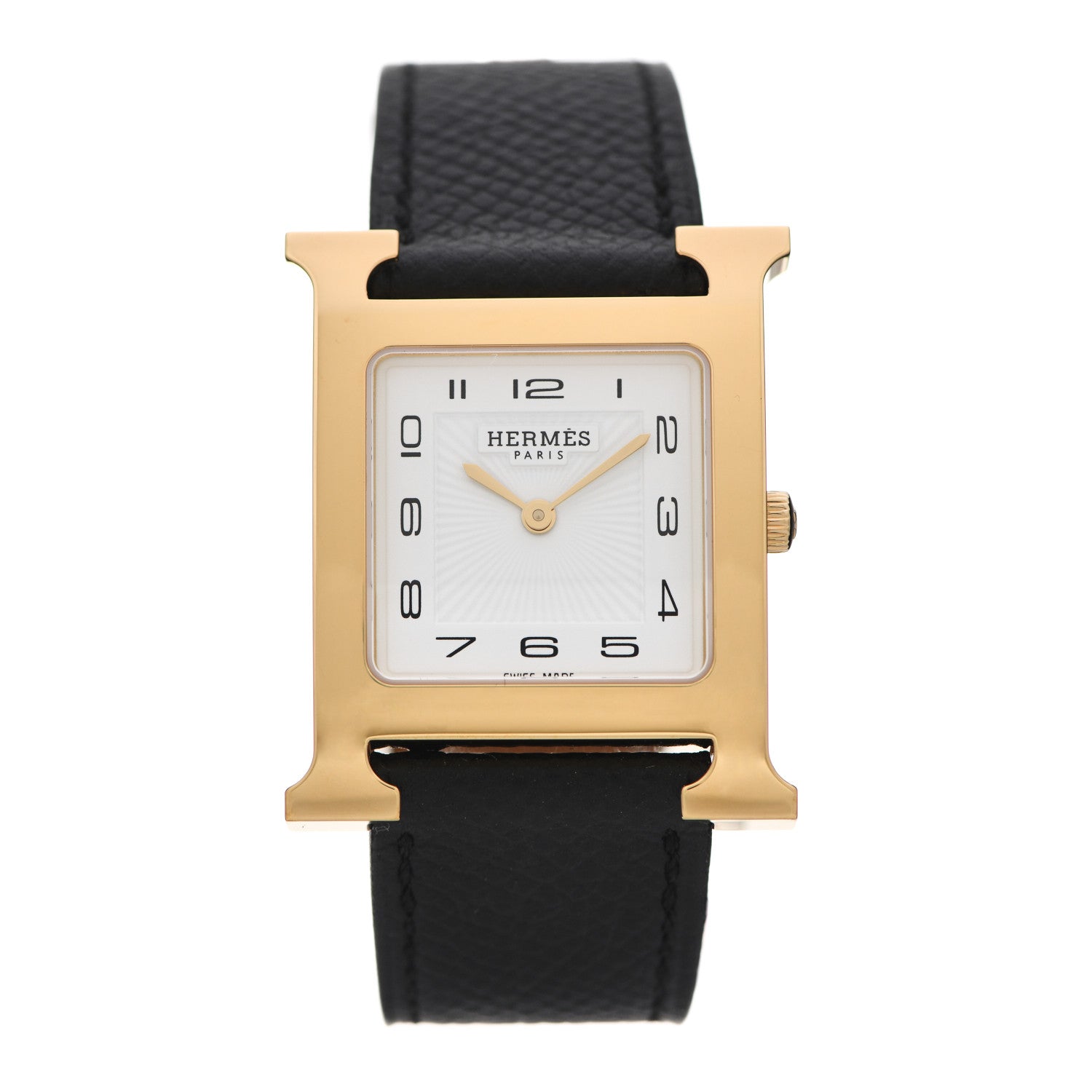 Hermes Stainless Steel Epsom 26mm Heure H Hour Quartz Watch Noir 1 of 5