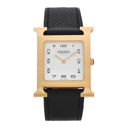 Hermes Stainless Steel Epsom 26mm Heure H Hour Quartz Watch Noir 1 of 5