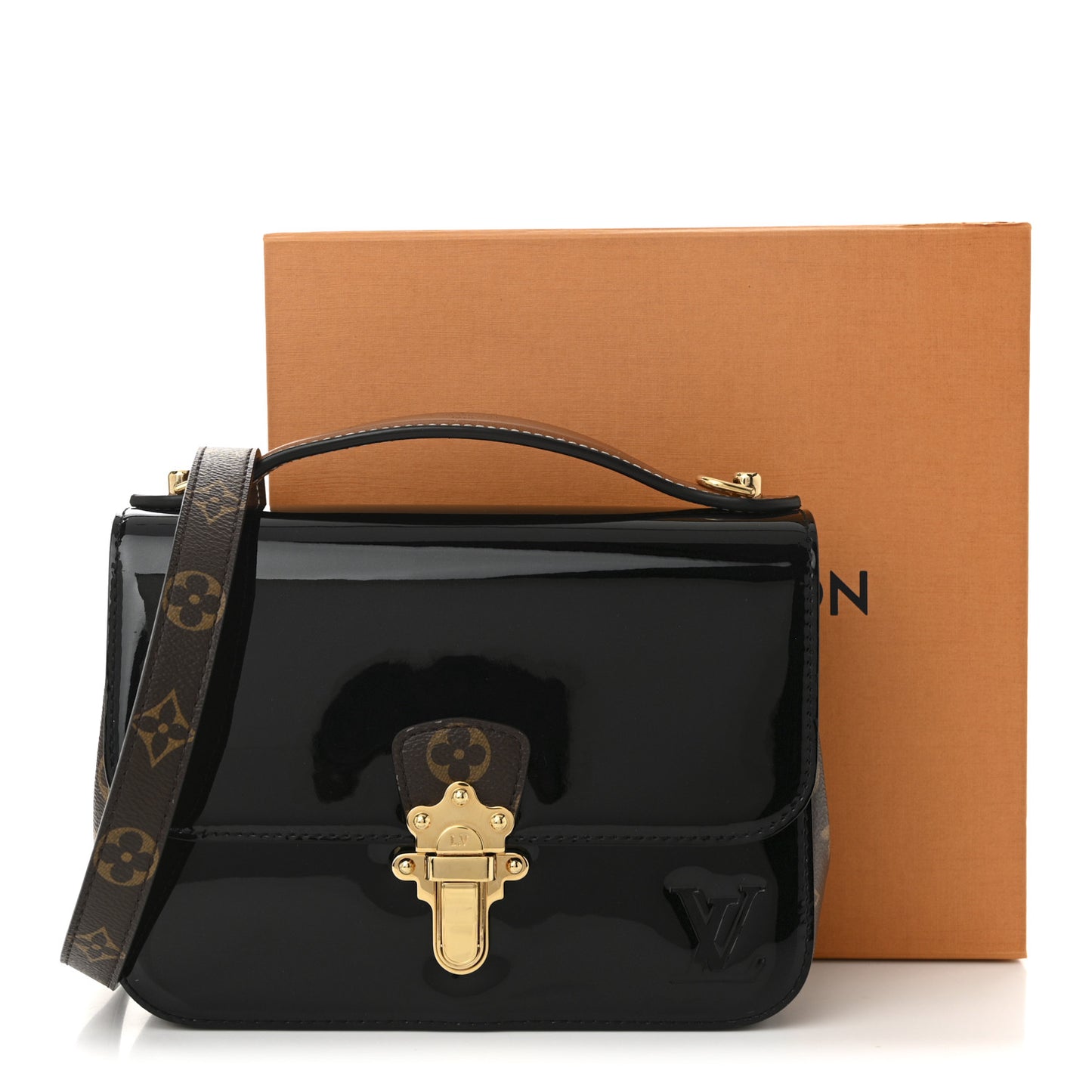 Patent Calfskin Monogram Cherrywood BB Black