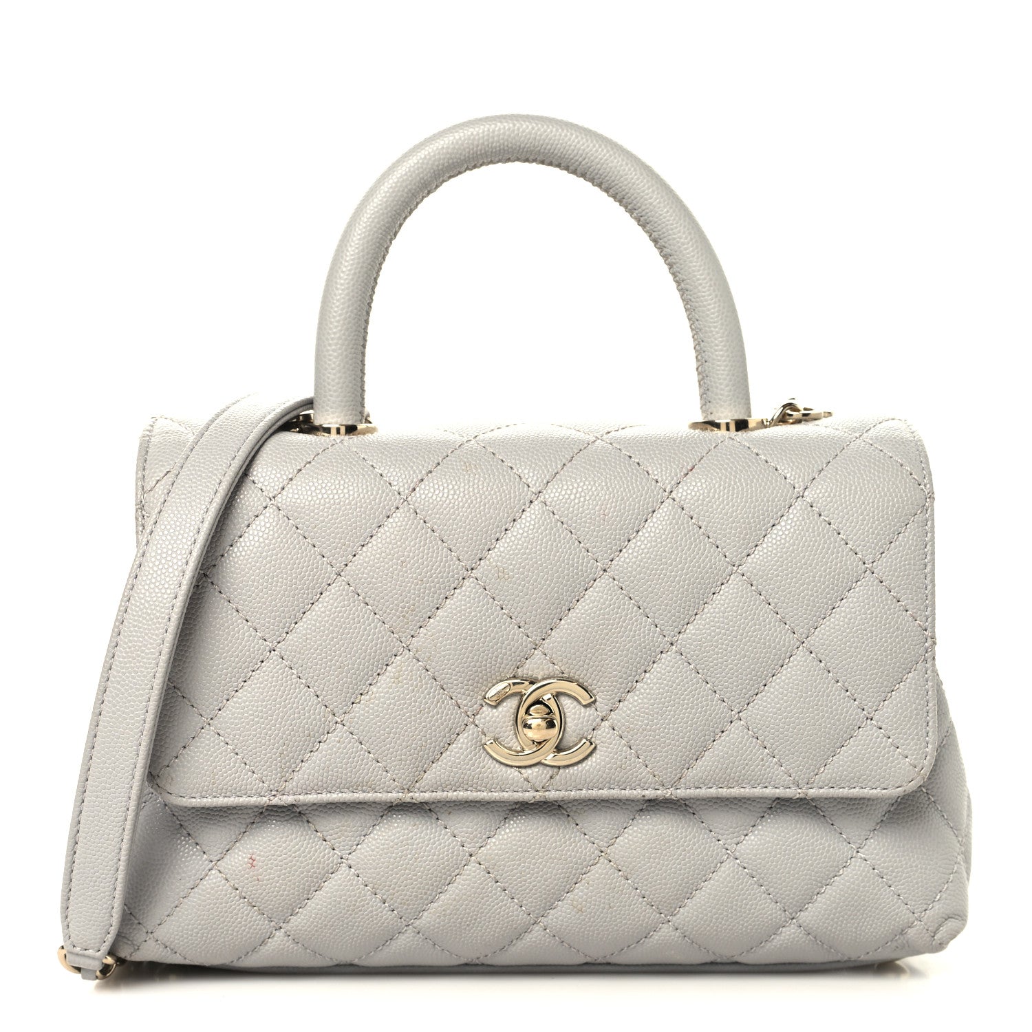 Chanel Caviar Quilted Mini Coco Handle Flap Light Grey 1 of 14