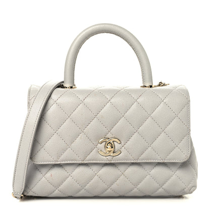 Chanel Caviar Quilted Mini Coco Handle Flap Light Grey 1 of 14