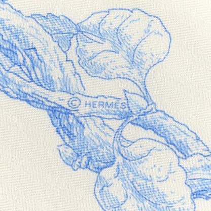 Hermes Cashmere Silk Les Cabanes Shawl 140 White Bleu Ciel 5 of 6