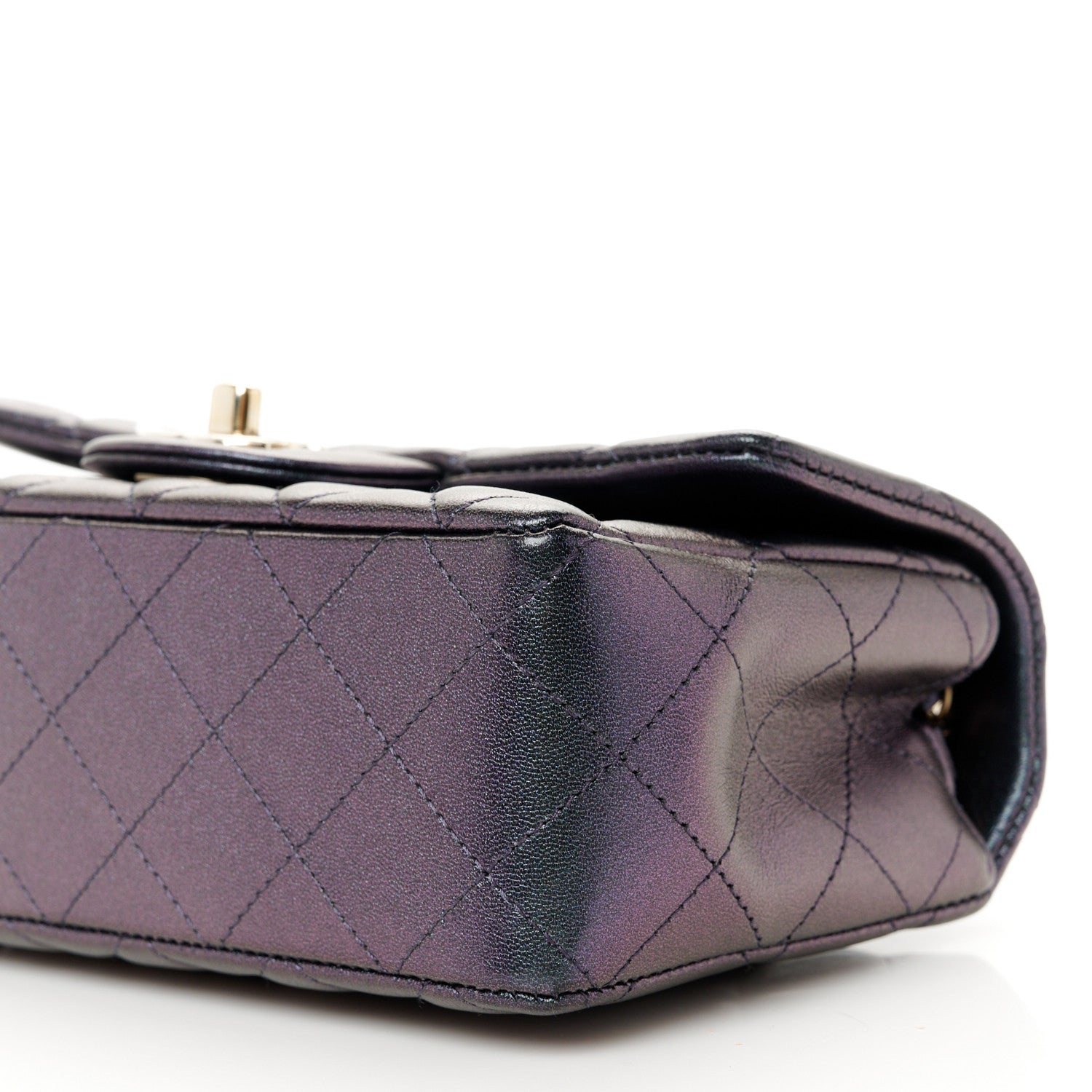 Chanel Iridescent Lambskin Quilted Mini Rectangular Flap Dark Purple 11 of 11