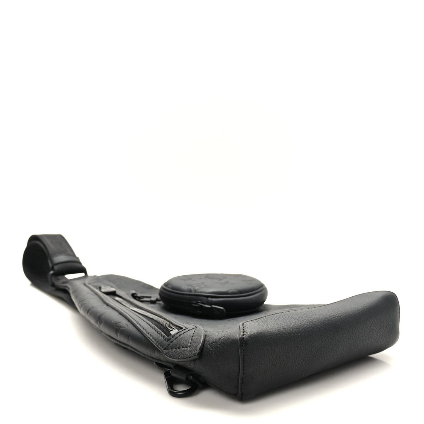 Calfskin Shadow Monogram Duo Slingbag Black