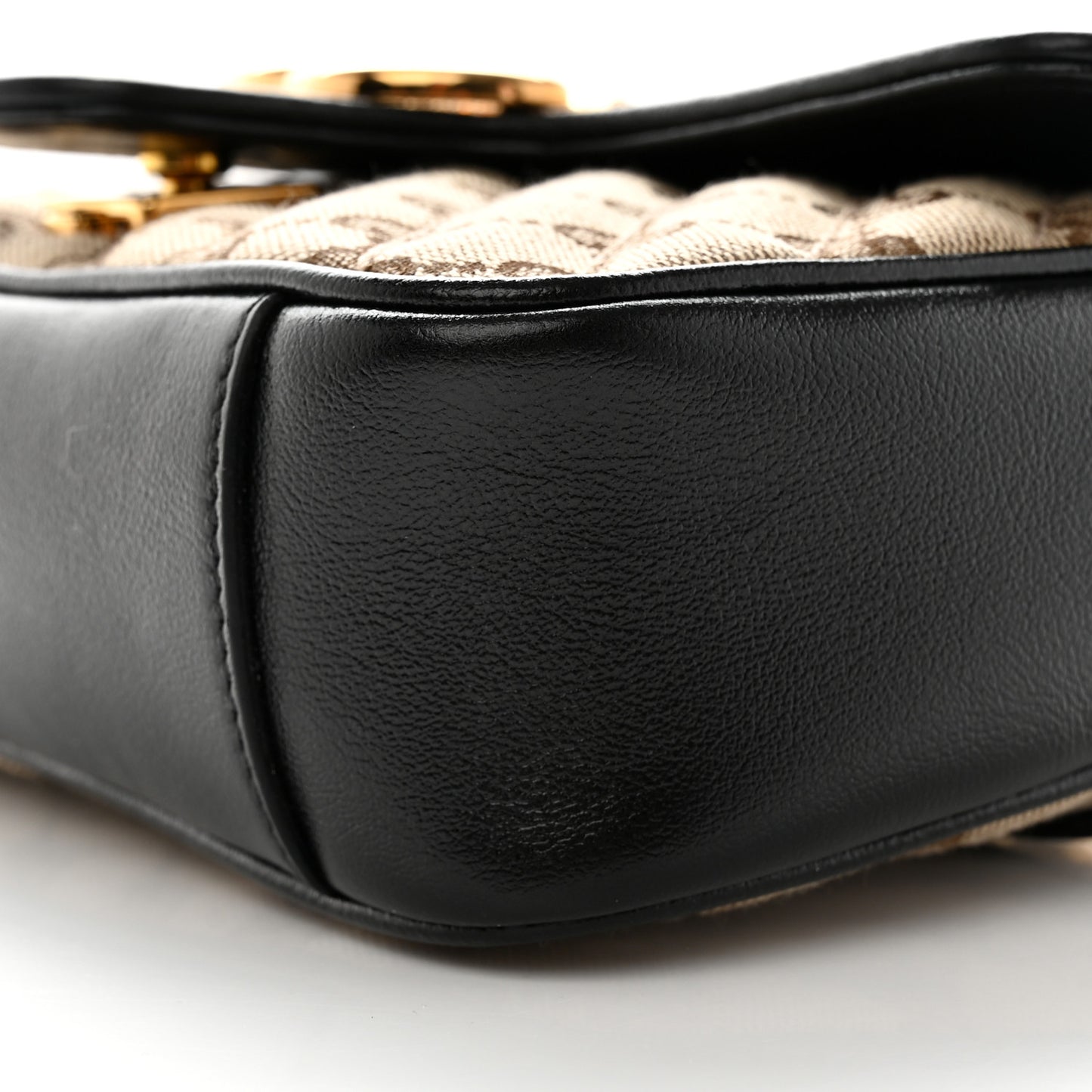 Monogram Matelasse Diagonal Mini GG Marmont Shoulder Bag Beige Black