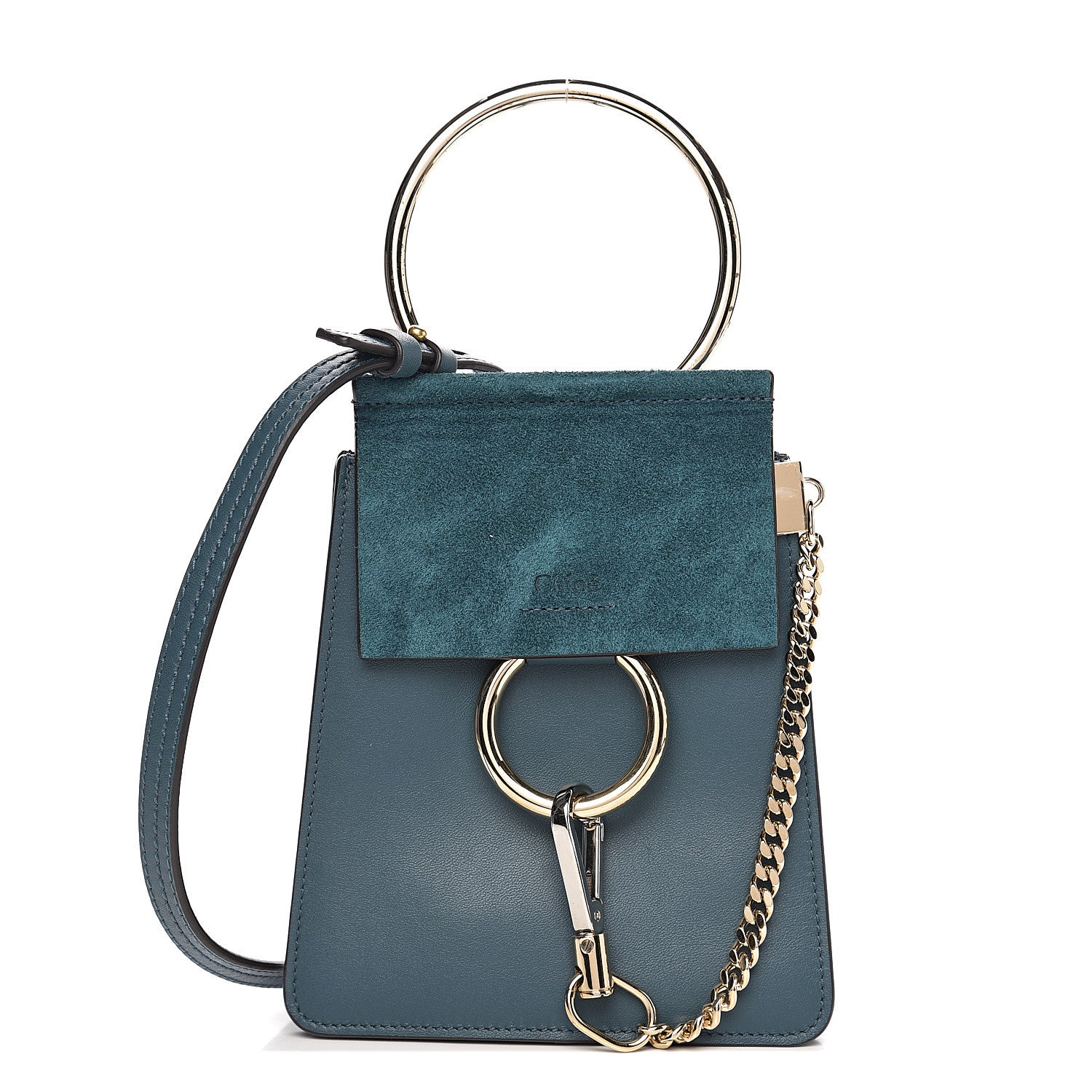 Chloe Suede Calfskin Mini Faye Bracelet Bag Majolica Blue 1 of 8