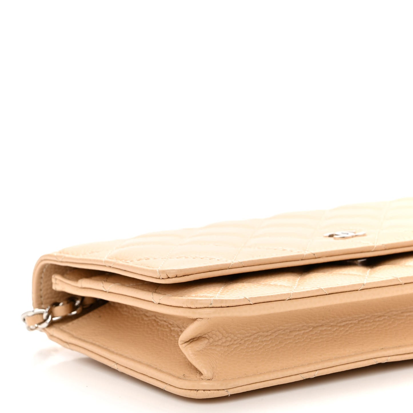 Caviar Quilted Wallet On Chain WOC Beige