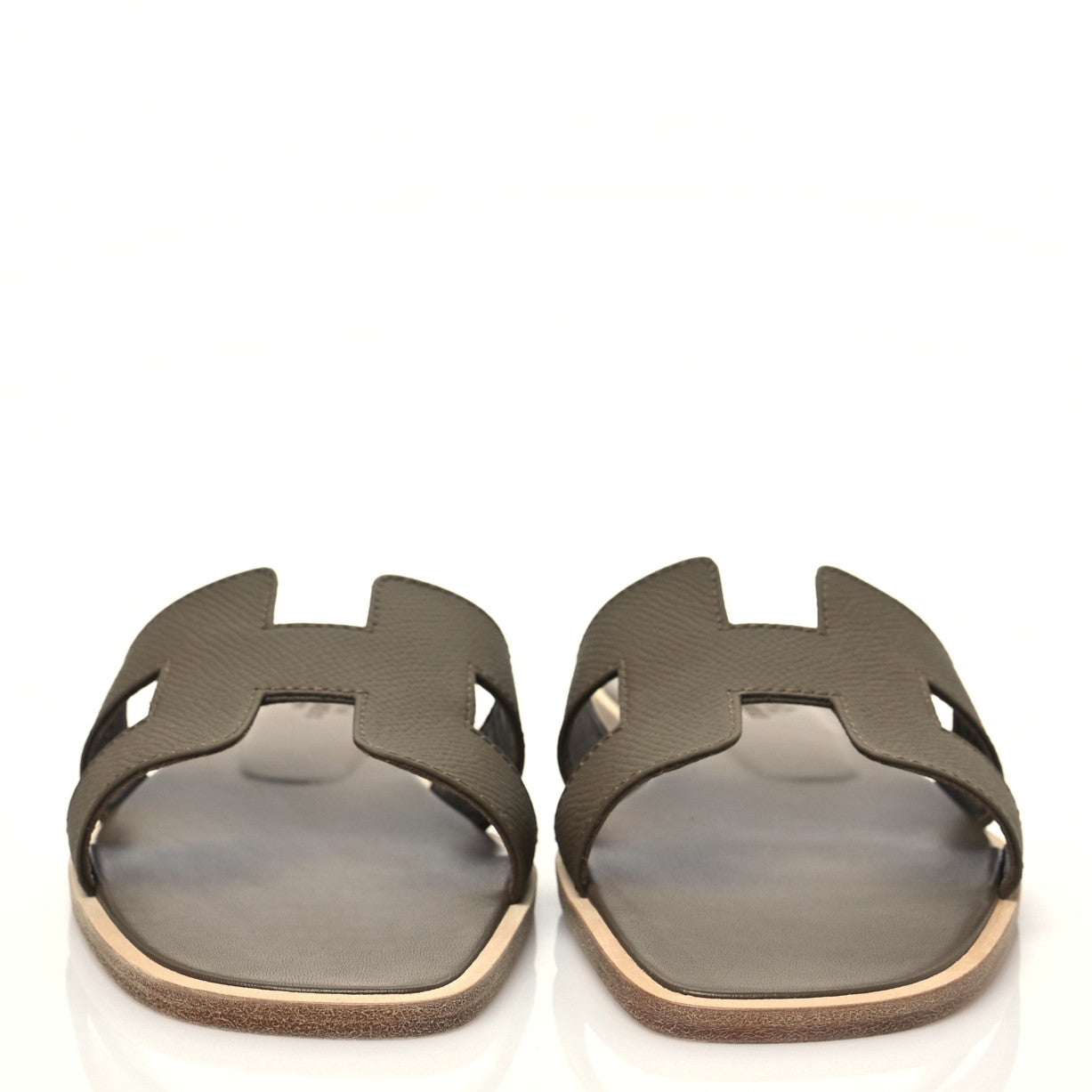 Hermes Epsom Oran Sandals 37 Etoupe 2 of 9
