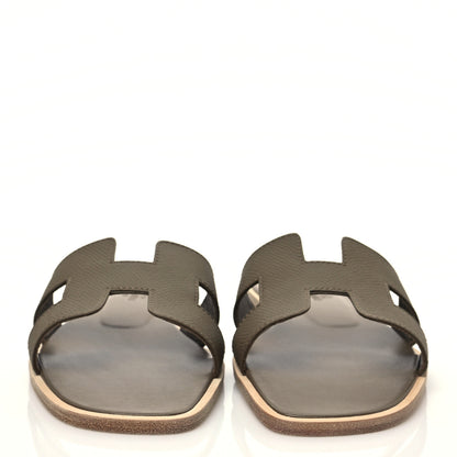 Hermes Epsom Oran Sandals 37 Etoupe 2 of 9