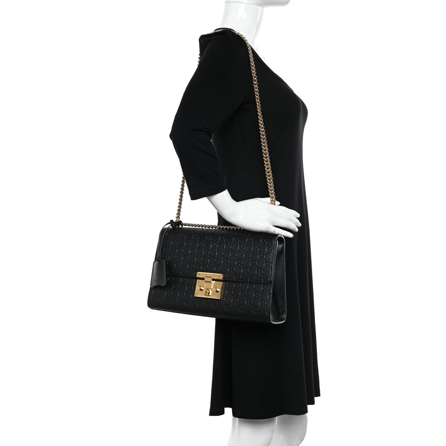 Guccissima Medium Padlock Shoulder Bag Black