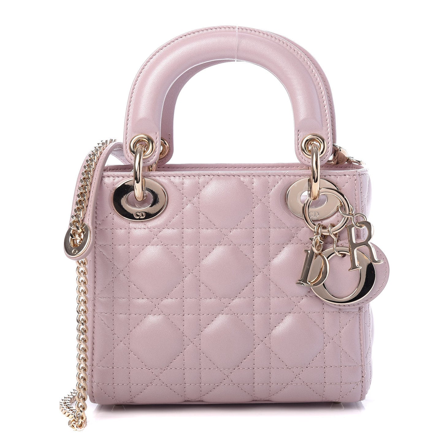 Metallic Lambskin Cannage Mini Lady Dior Lotus