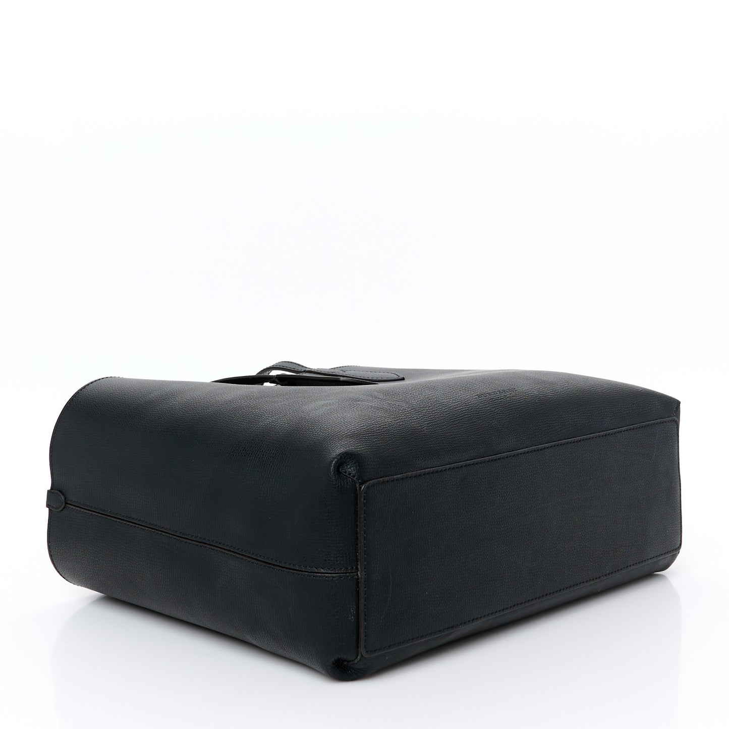 Grainy Calfskin Haymarket Check Medium Reversible Tote Black