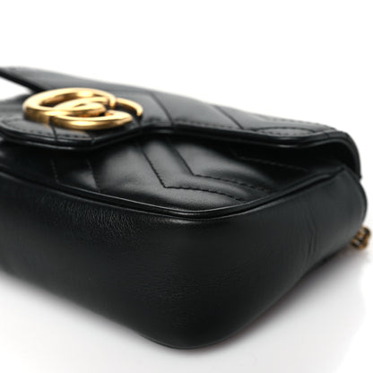 Gucci Calfskin Matelasse Super Mini GG Marmont Shoulder Bag Black 10 of 10