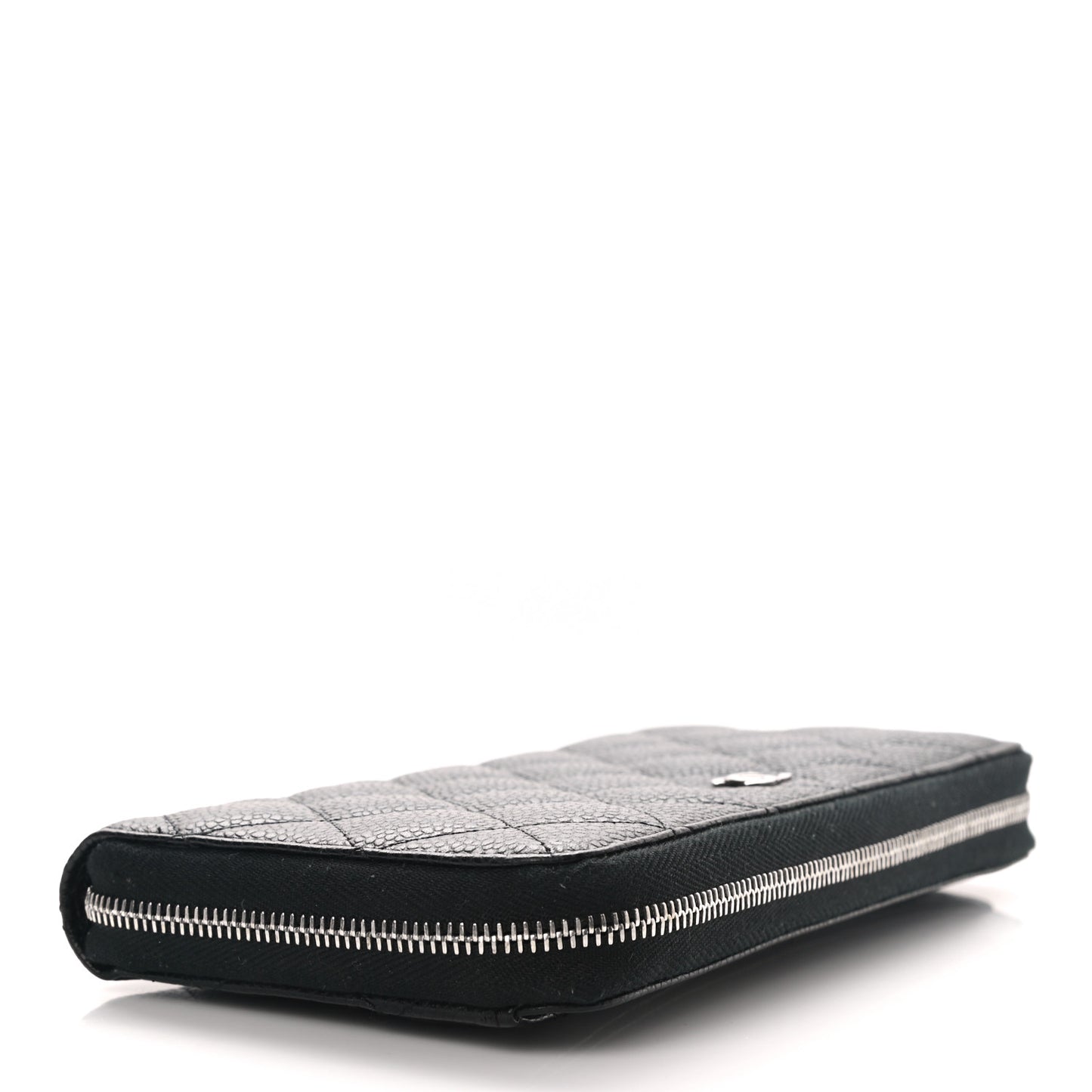 Caviar Quilted Large Gusset Zip Around Wallet Black