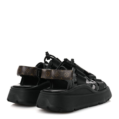 Louis Vuitton Lambskin Sunset Comfort Platform Sandals 38 Black 5 of 11