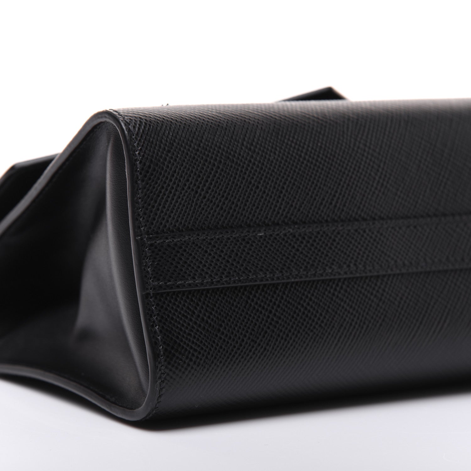 Prada Saffiano Cuir Calfskin Monochrome Patches Envelope Flap Chain Shoulder Bag Black 7 of 15
