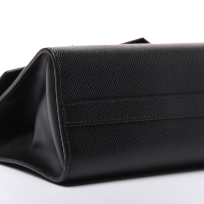 Prada Saffiano Cuir Calfskin Monochrome Patches Envelope Flap Chain Shoulder Bag Black 7 of 15