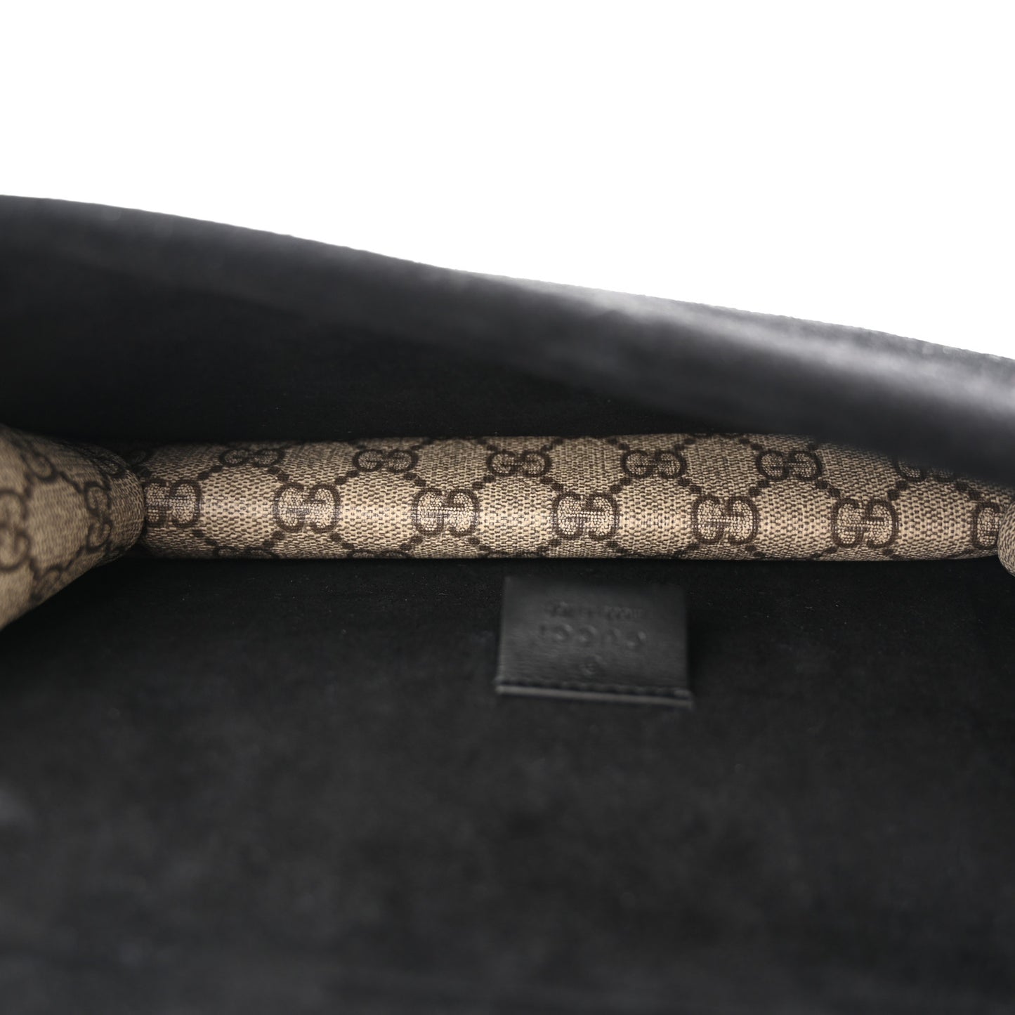 GG Supreme Monogram Suede Crystal Small Dionysus Shoulder Bag Beige Ebony Black