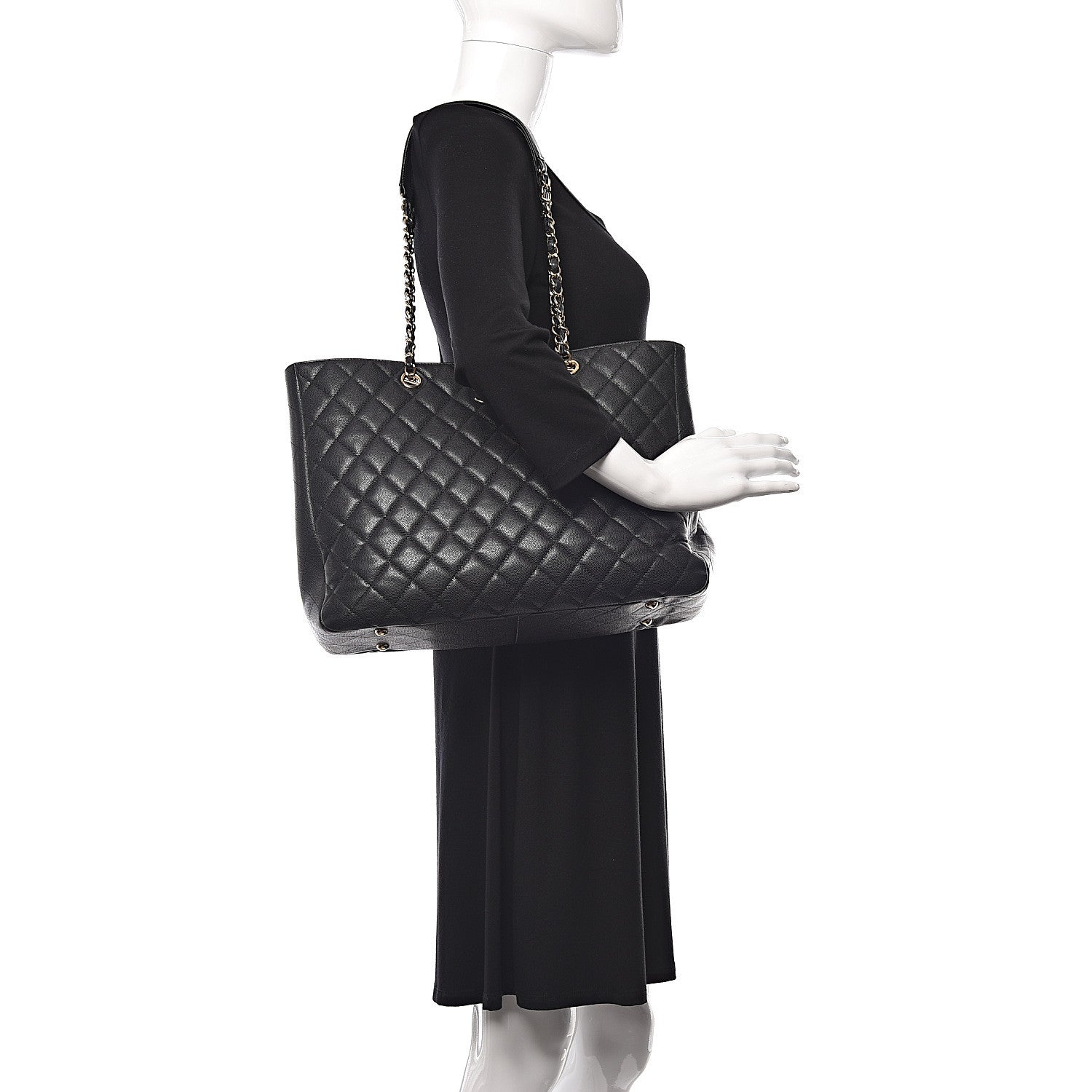 Chanel Caviar Quilted Large CC Shopping Tote Black 2 of 12