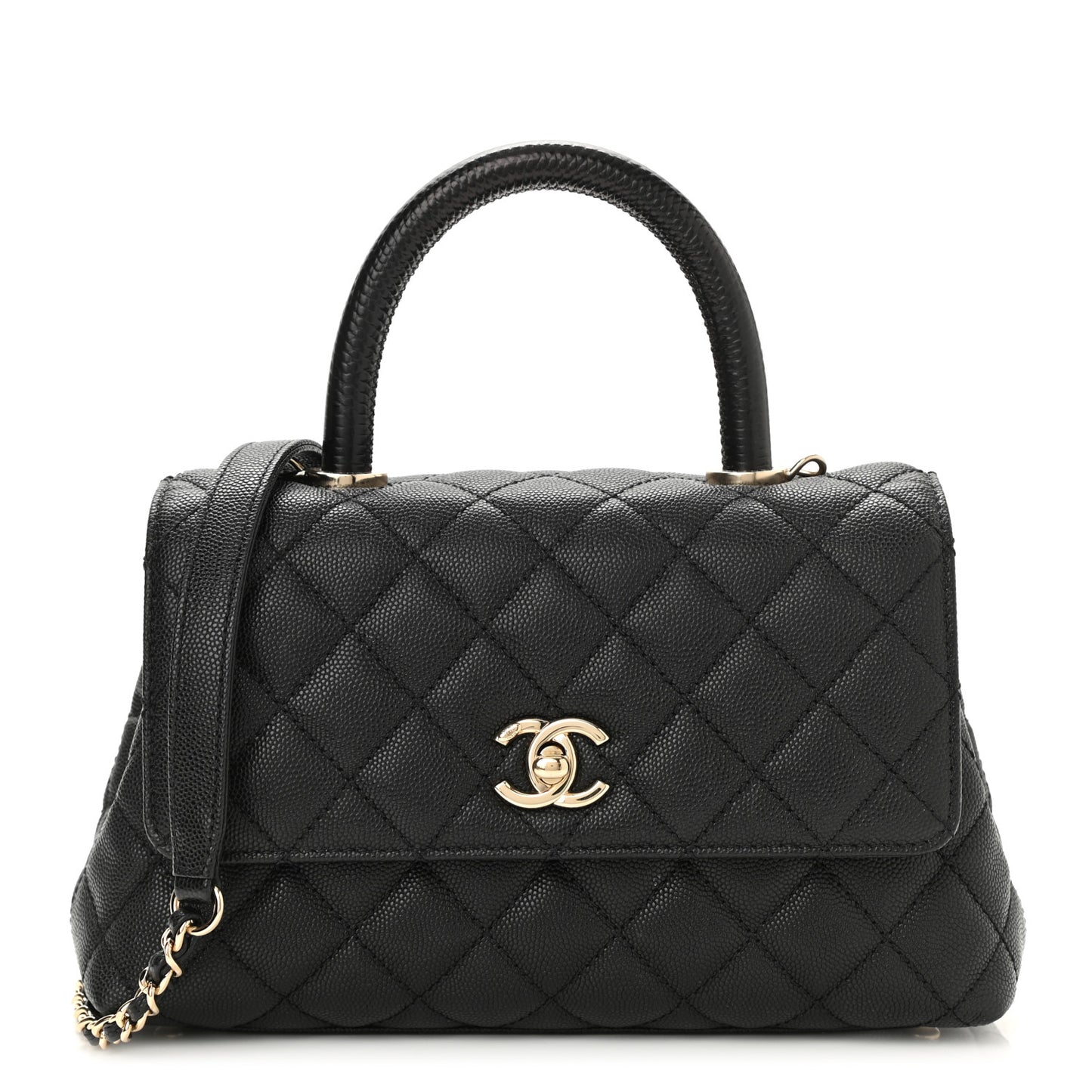 Caviar Quilted Mini Coco Handle Flap Black