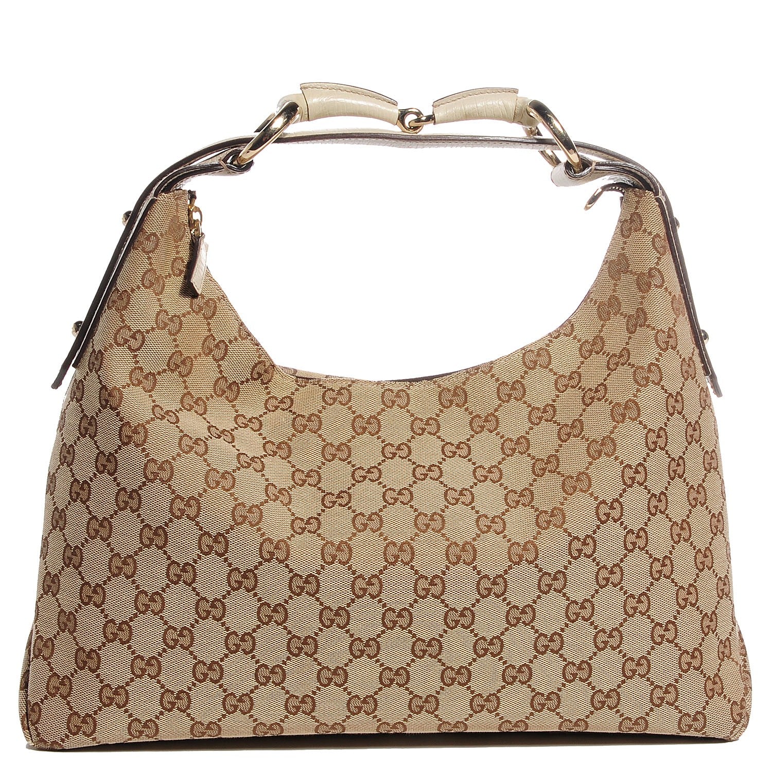 Gucci Monogram Medium Horsebit Chain Hobo Off White 1 of 9