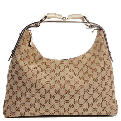 Gucci Monogram Medium Horsebit Chain Hobo Off White 1 of 9