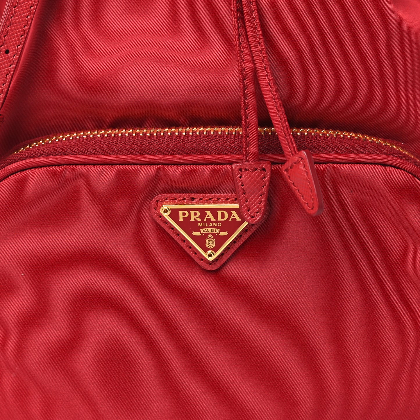 Nylon Vela Saffiano Mini Bucket Crossbody Bag Fuoco