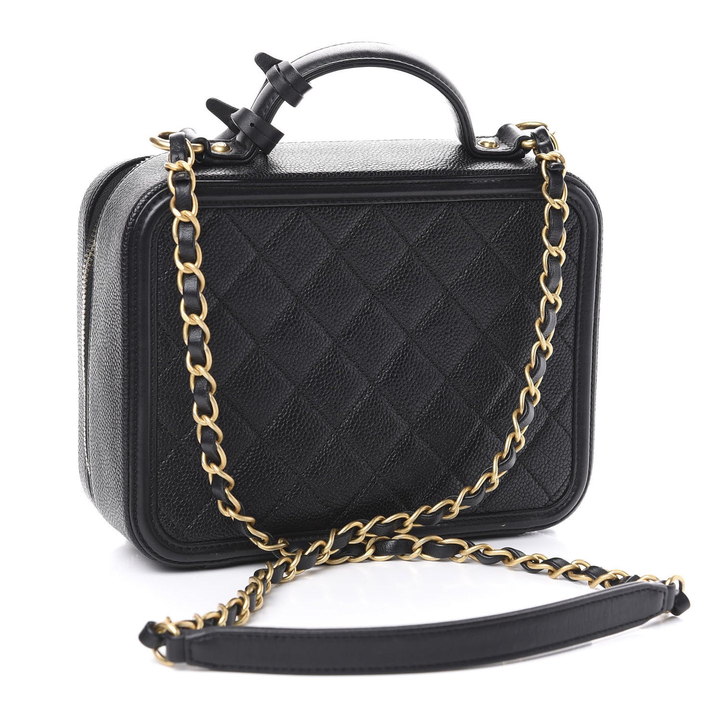 Caviar Quilted Medium CC Filigree Vanity Case Black