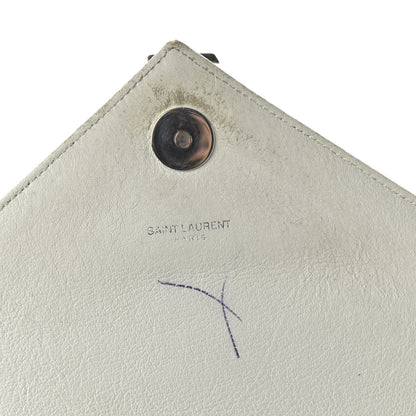 Saint Laurent Sheepskin Matelasse Chevron Monogram Medium College Bag Dove White 11 of 17