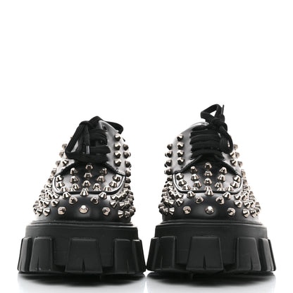 Prada Spazzolato Rois Studded Lace Up Monolith 55mm Derby Loafers 39 Black 2 of 9