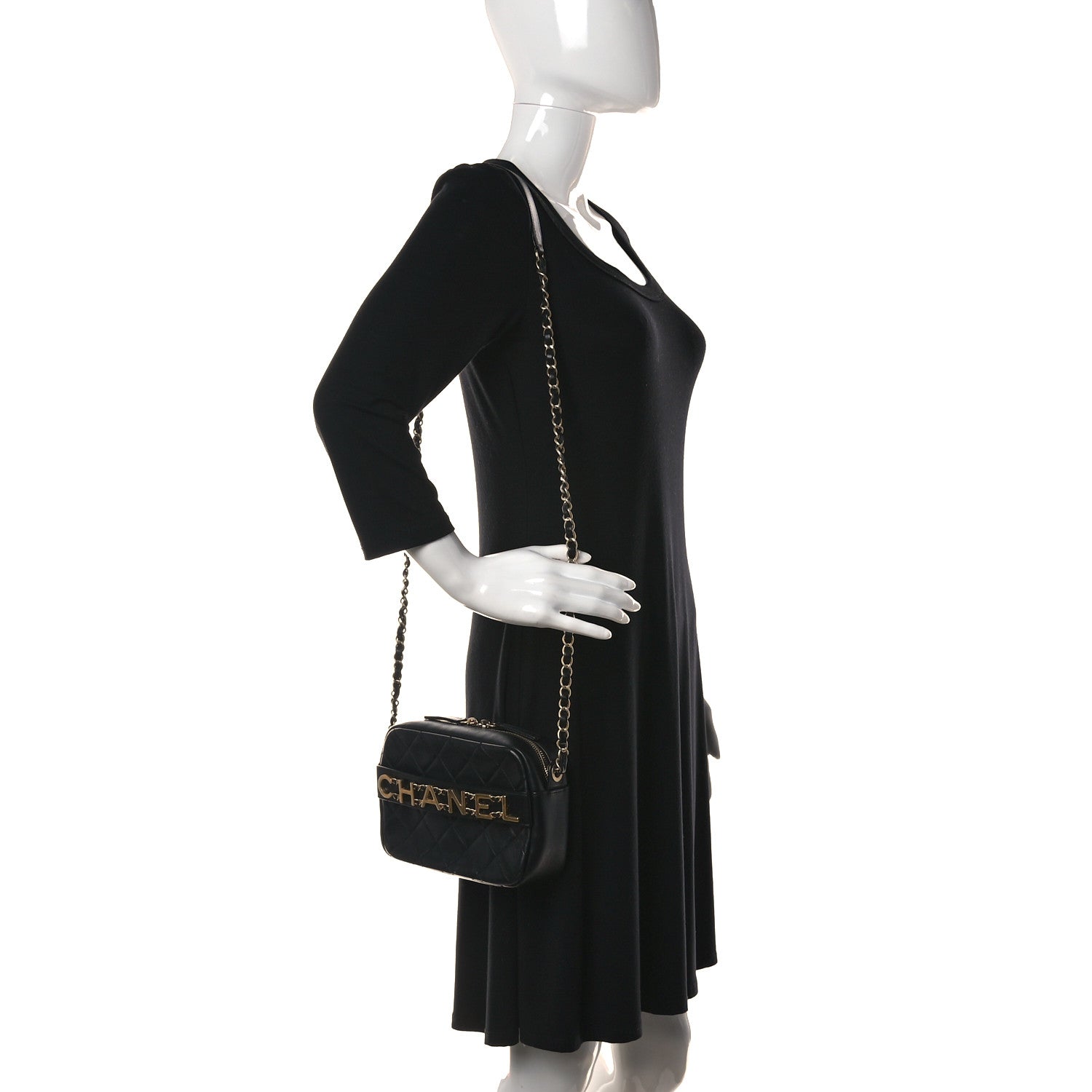 Chanel Calfskin Quilted Enchained Camera Case Bag Black 3 of 13