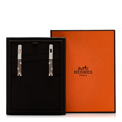Hermes 18K Rose Gold Diamond Kelly Gavroche Pave Earrings 5 of 5