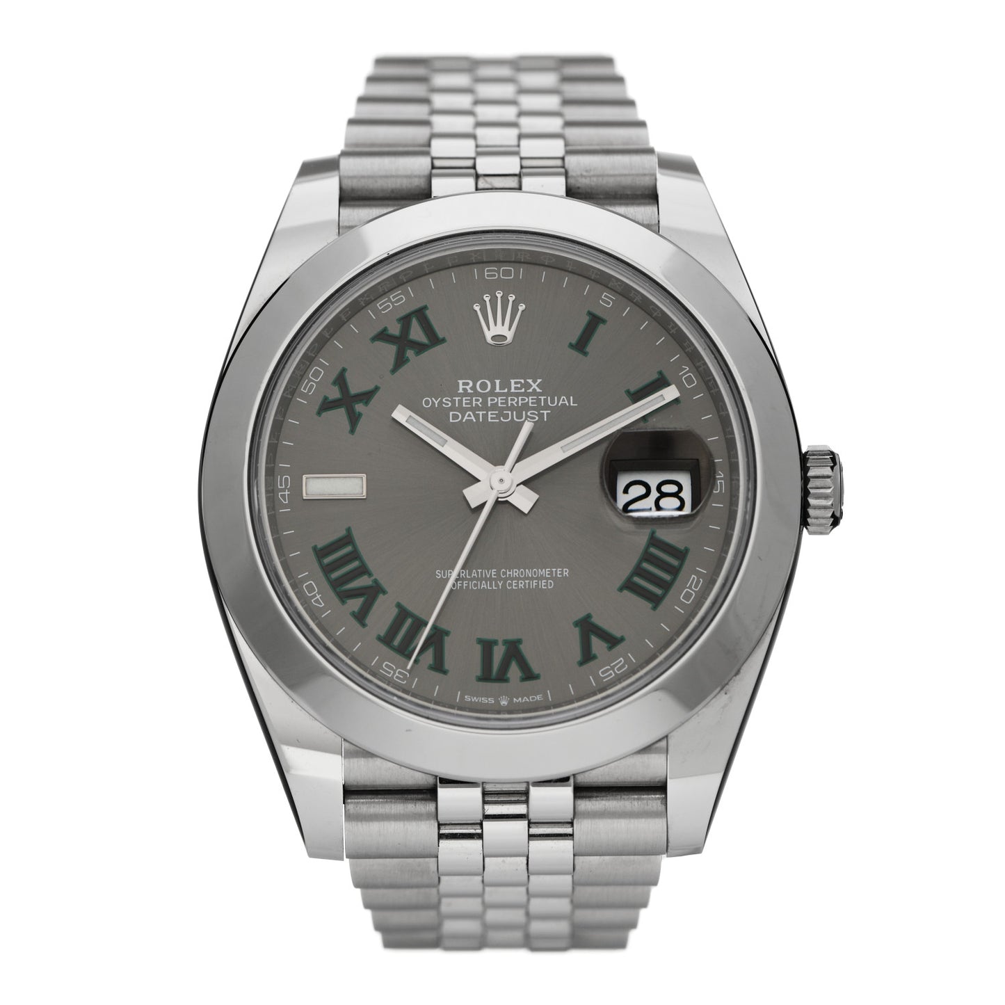 Stainless Steel 41mm Oyster Perpetual Wimbledon Datejust Watch Slate 126300